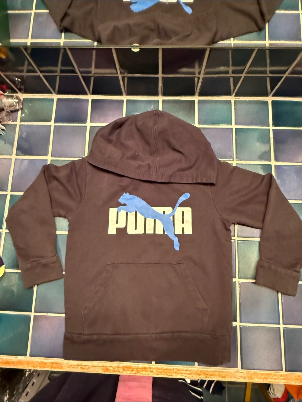 Puma Black Hoodie with Blue Logo